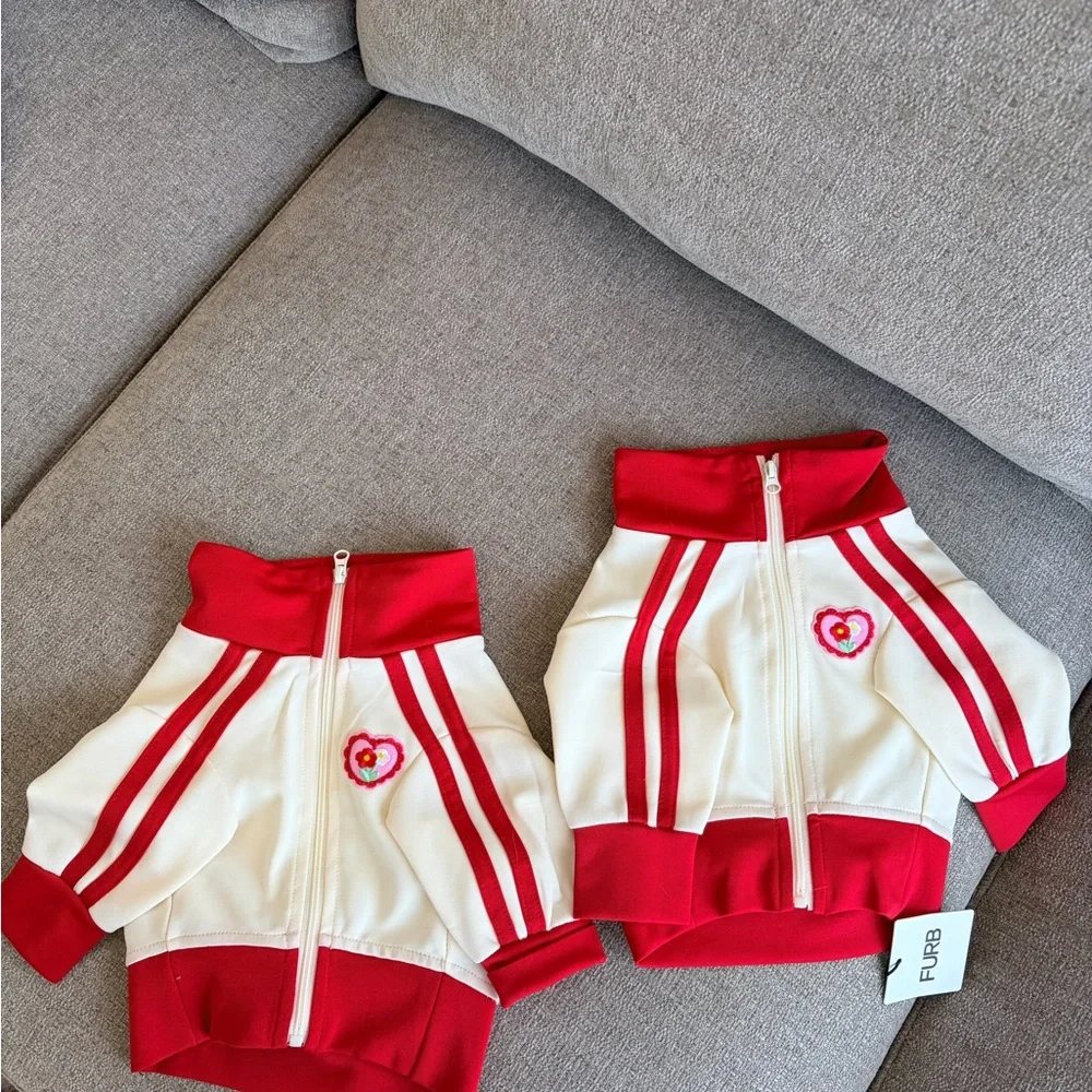 Kids Red & White Heart Track Jacket - Furrb
